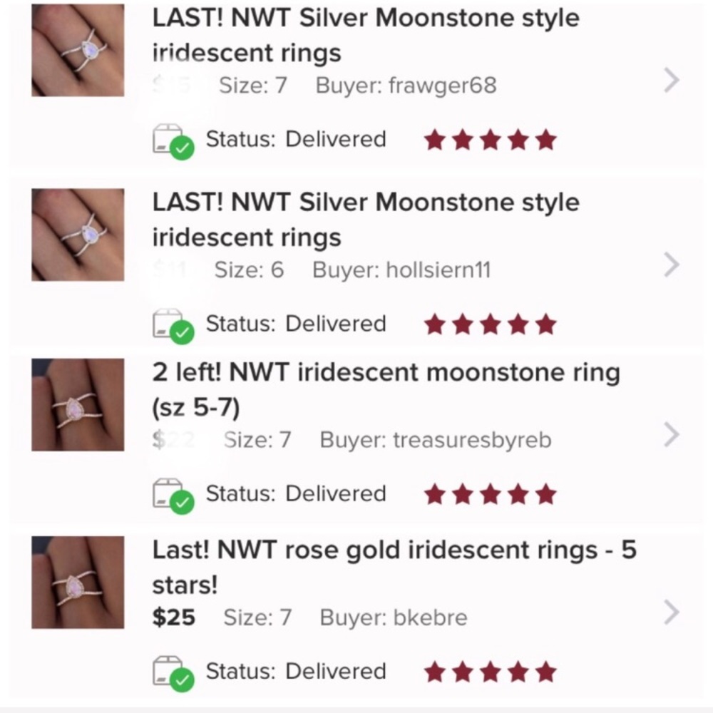NWT Silver Moonstone style iridescent rings - Picture 4 of 4